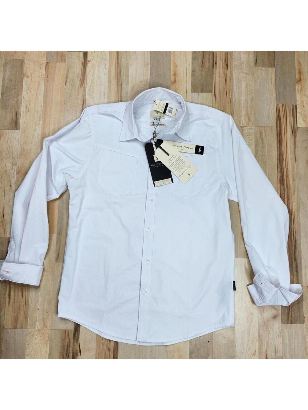Scott James Men's White Dress Shirt - Classic Fit, Long Sleeve